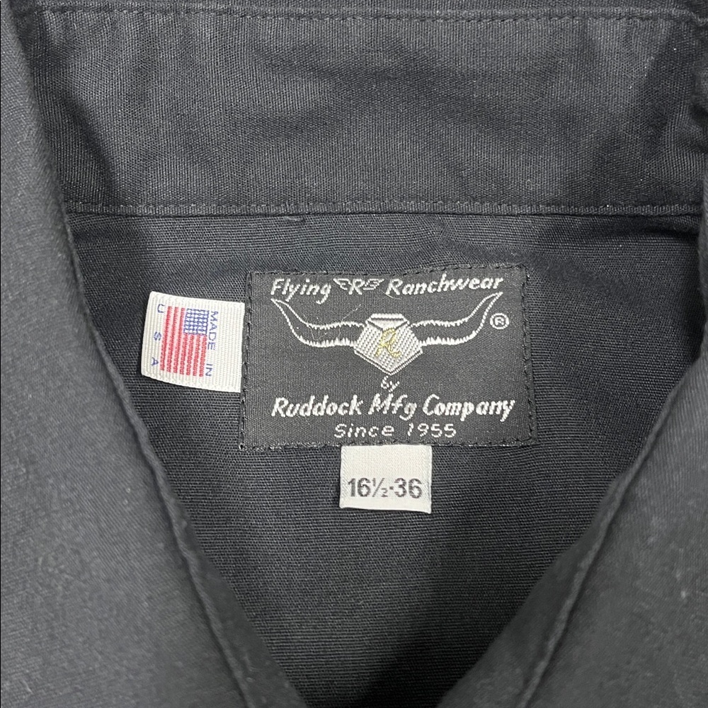 Flying “R” Ranchwear black western pearl snap shirt size 16 1/2 - Picture 3 of 3
